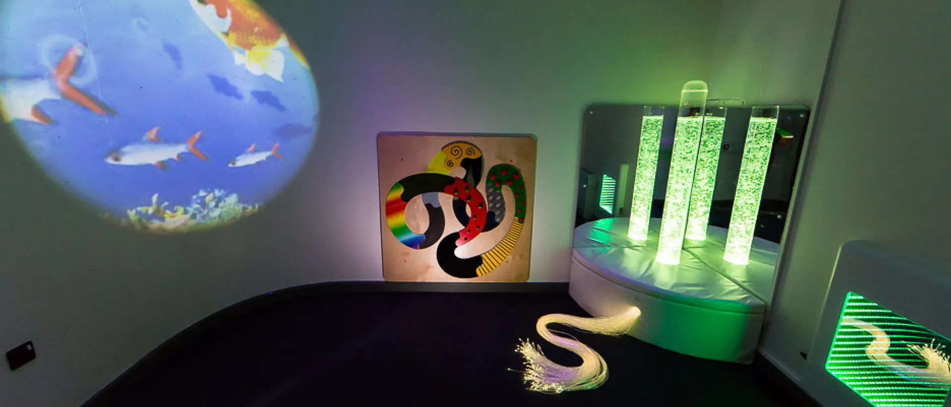 The sensory room in Hamad Airport featuring sensory products by Experia.