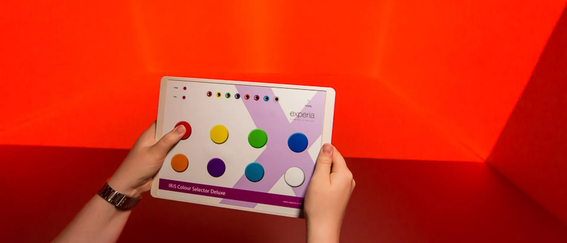 A MiLE sensory IRIS colour switch changing the immersive projection colour to red.