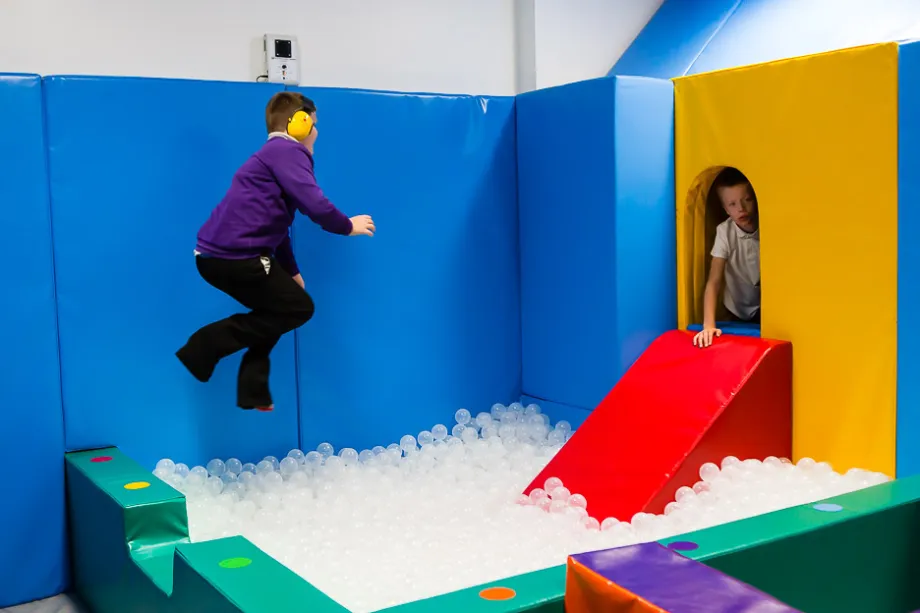 Children enjoying the Polden Bower soft play room.