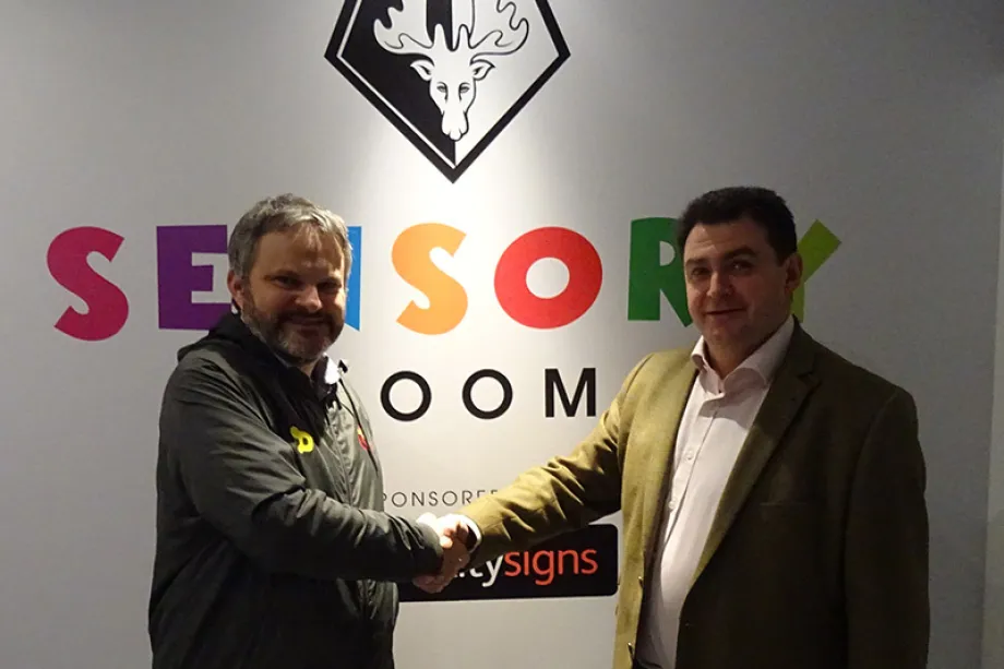 Gareth Jones MD and Dave Messenger, Watford FC Supporter Liaison Officer.