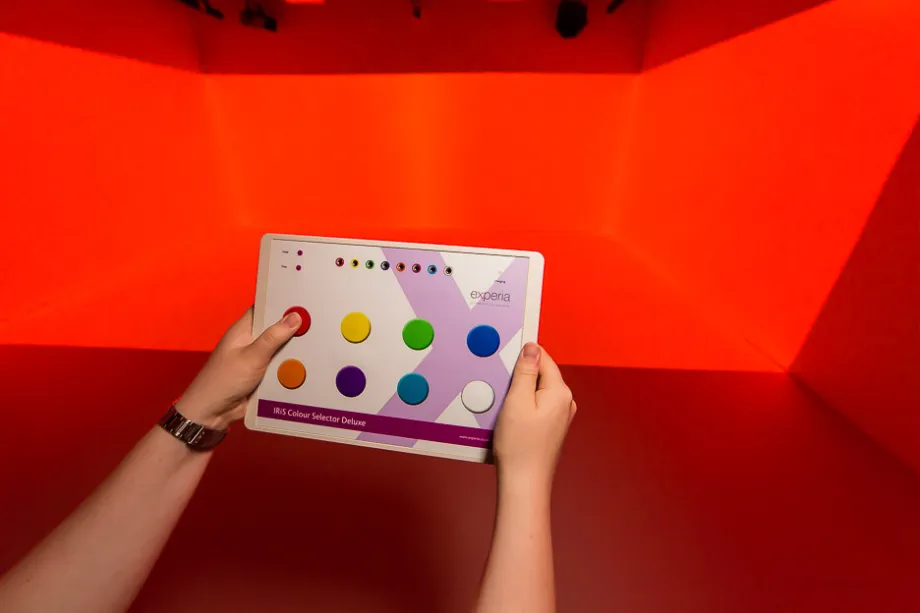 A MiLE sensory IRIS colour switch changing the immersive projection colour to red.