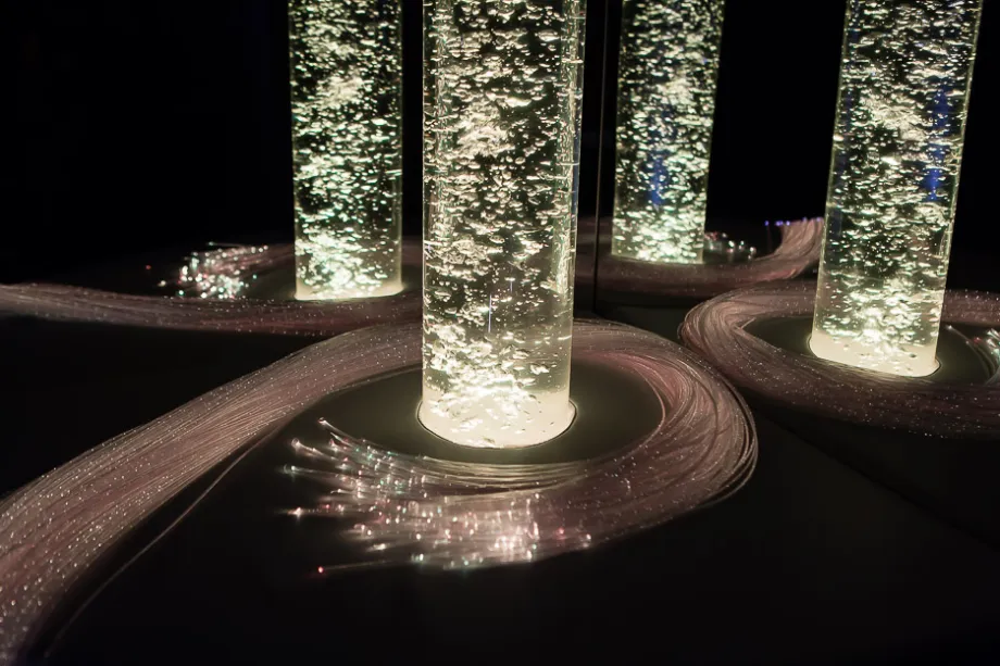 The Experia sensory LED bubble tube in white.